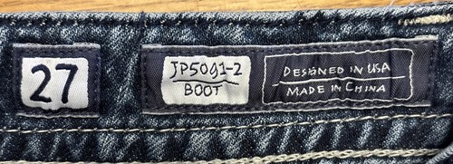 MISS ME Boot Leg Stretch Jeans Sz 27 -(28 x 32) jewels bling PEACE distressed - Picture 7 of 8