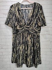 Shein Curvy Plus Size 1XL All-Over Print Short Sleeve Casual Vacation Dress