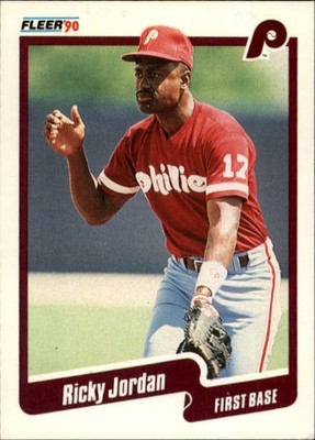 1990 Fleer #564 Ricky Jordan UER/Duplicate line of/statistics on back - BB