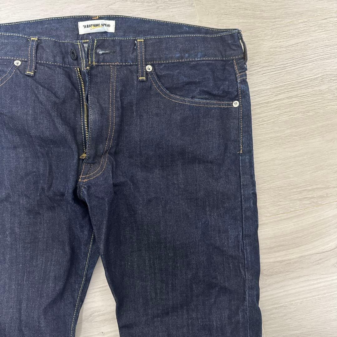 A BATHING APE Straight Denim Pants Jeans Dark Indigo Blue M BA0226205 thumbnail 5