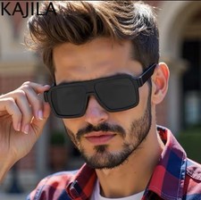 Oversized Square Sunglasses Black Frame Black Lenses Unisex Fashion
