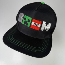 MINECRAFT Hat Boys Black Green Youth OSFM Creeper TNT Snapback Flat Brim