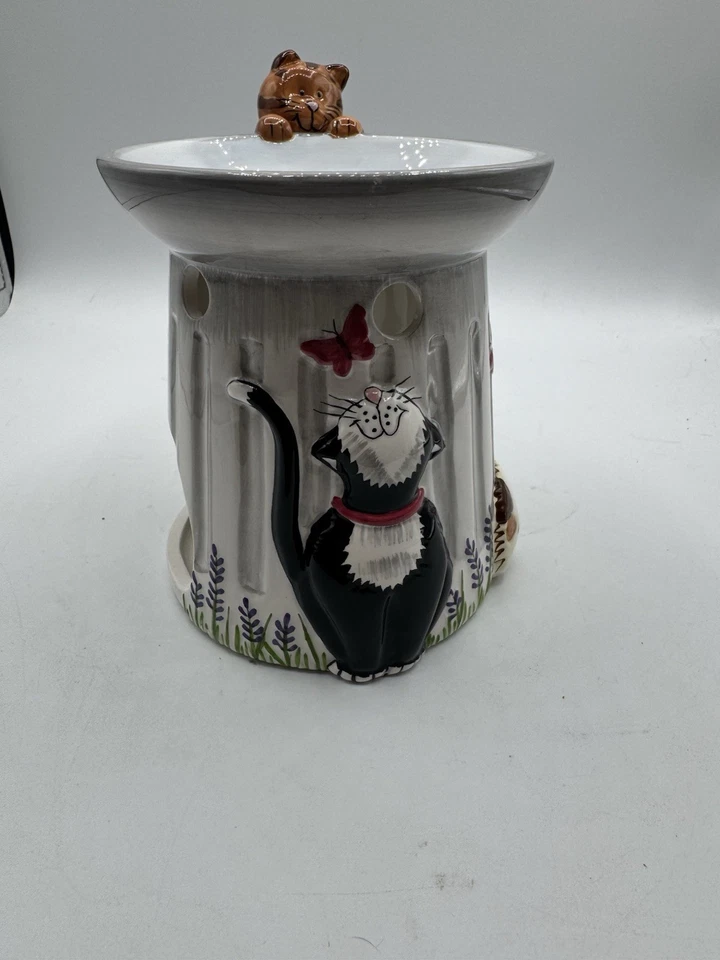 Accesorios de cera Happy Cats calentador de tarta cerámica olla a fuego lento flor votiva mariposa Foto 3 de 4