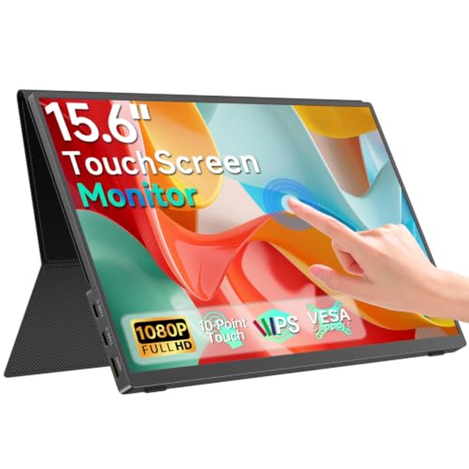15.6” Portable Monitor Touchscreen, FHD 1080P IPS USB-C External Monitor,