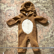 Carter's Hooded Fleece Zip One-Piece Coverall Brown deer 9M