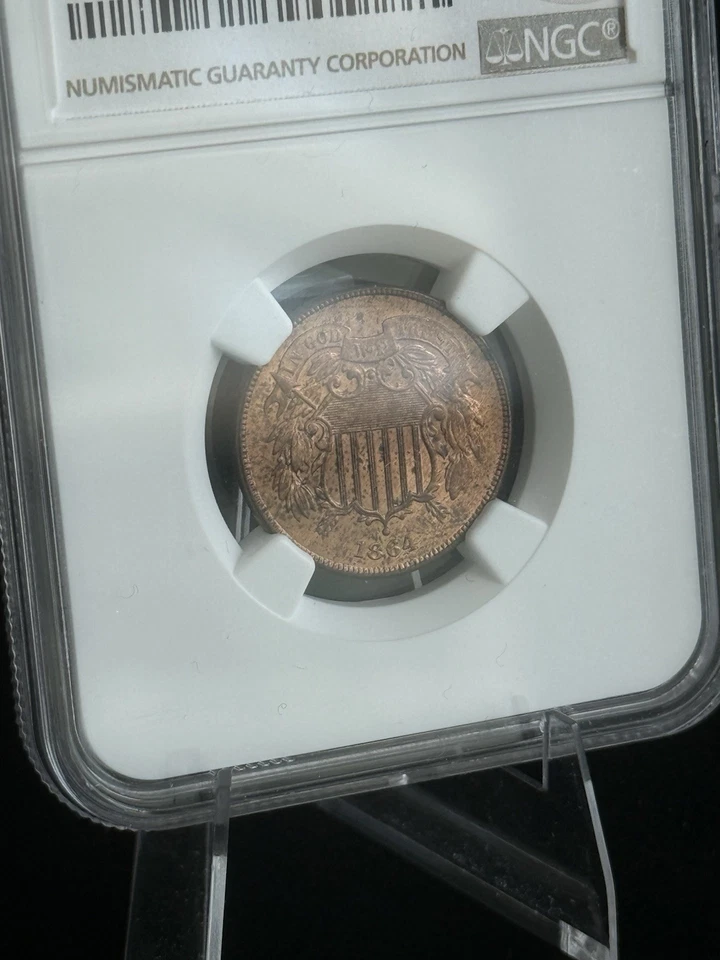 1864 LARGE MOTTO 2 CENT NGC MS63RB (STUNNING) - Image 2 of 4