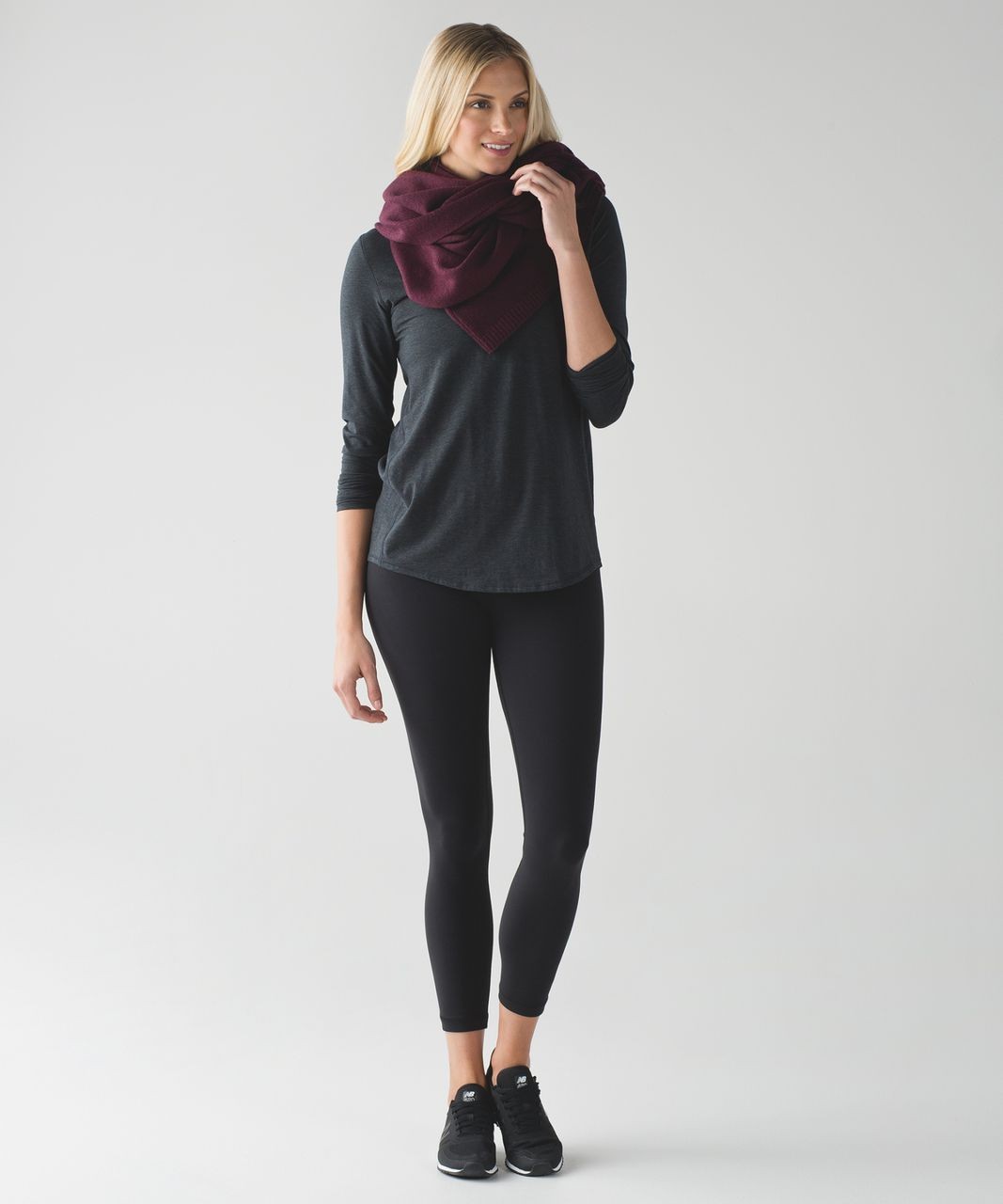 Lululemon Bundle Up Scarf / Sweater Wrap O/S Heathered Bordeaux Drama image 4