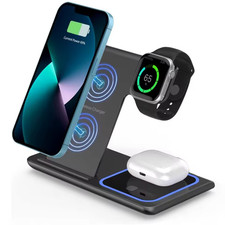 Waitiee Wireless Charger 3 in 1 15w Fast Charging Station for Apple iWatch Se/6