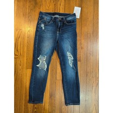 Rock  Republic Cropped Jeans Womens Sz 8 Med/Dk Wash Distressed Denim Kashmiere