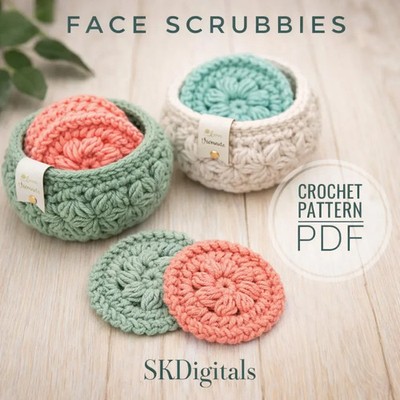 Crochet face scrubbies pattern|crochet basket pattern|Video tutorial face scrubi