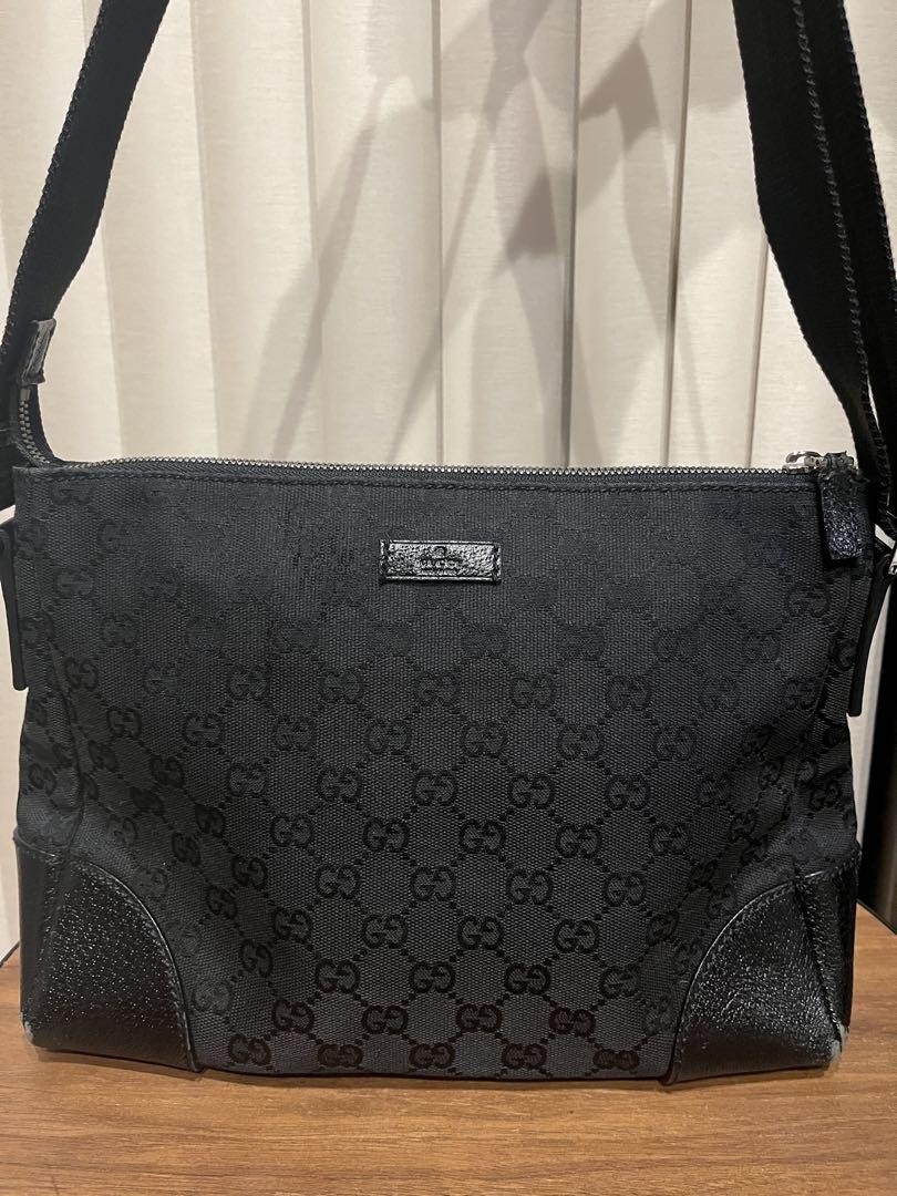 GUCCI 2Way Shoulder Bag Sacoche in Black Canvas