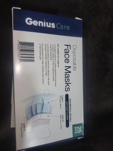 Disposable Face Mask Genius Care 3 Boxes 25 Pcs Per Box For A Total Of 75 