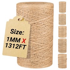 Natural Jute Twine String Rope Cord Twine for Crafting Gardening 1mm x 1312ft