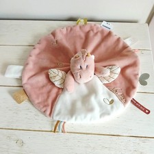 Noukie's doudou plat rond Lina et Joy dragon ailé rose or noukies