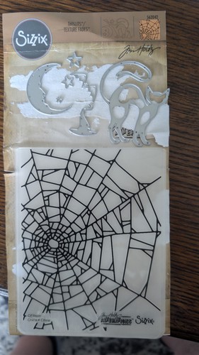 Sizzix Tim Holtz HOCUSPOCUS COMBO Dies SPIDERWEB Embossing Folder HALLOWEEN RARE
