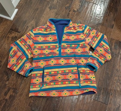 LRG USAmade Chubbies Bingo Bango Bongo Blue Aztec Reversible Fleece Snap Jacket 