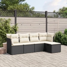 Garden Sofa Set Black PE Rattan Large Modular Garden Sofa Set