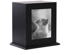 Pet Wood Memorial Urn for Ashes, Photo Frame Keepsake Box w Acrylic Protector