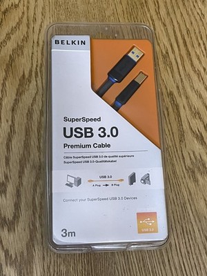 Belkin SuperSpeed USB 3.0 3m Premium Kabel - A auf B Stecker (schwarz) F3U158cp3M