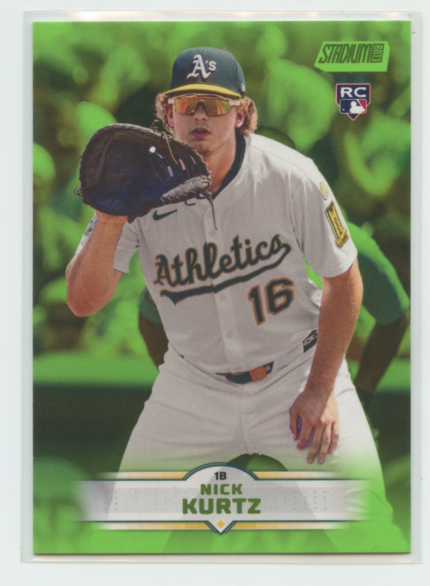 Nick Kurtz 2025 Stadium Club #9 Lime Green Parallel RC Athletics SP Rookie Card