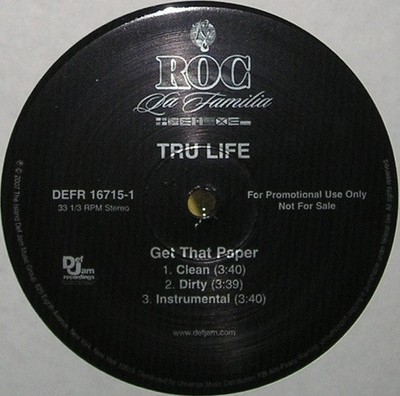 Tru Life - Get That Paper - USA 12'' Vinyl - 2007 - Roc Da Familia
