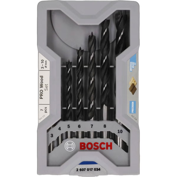 Bosch 7X Pro Wood Holzspiralbohrer-Set (Ø 3,0, 4,0, 5,0, 6,0, 7,0, 8,0, 10,0 Mm)-image