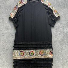Stella Marina Collezione Dress 2XL Luxury Black Beaded Floral Fringe Shift