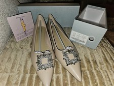 C.Paravano Crystal Buckle Ballet Flats, Pointed Toe, Dressy Shoes 42 US 11.5 Tan