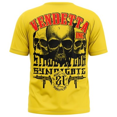 Vendetta Inc. Herren Rundhals Kurzarm T-Shirt gelb threes Skull VD-1357 Print