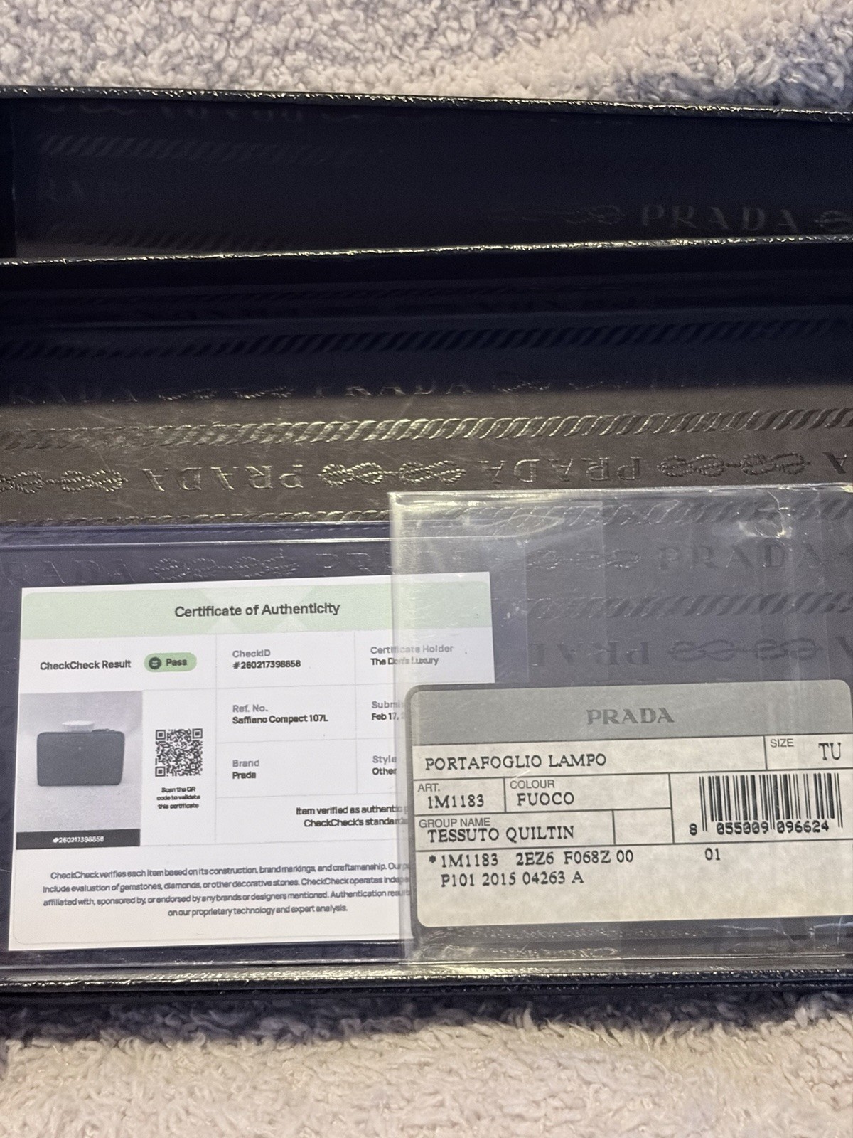 Authentic PRADA Saffiano Gray Compact Wallet with… - image 9