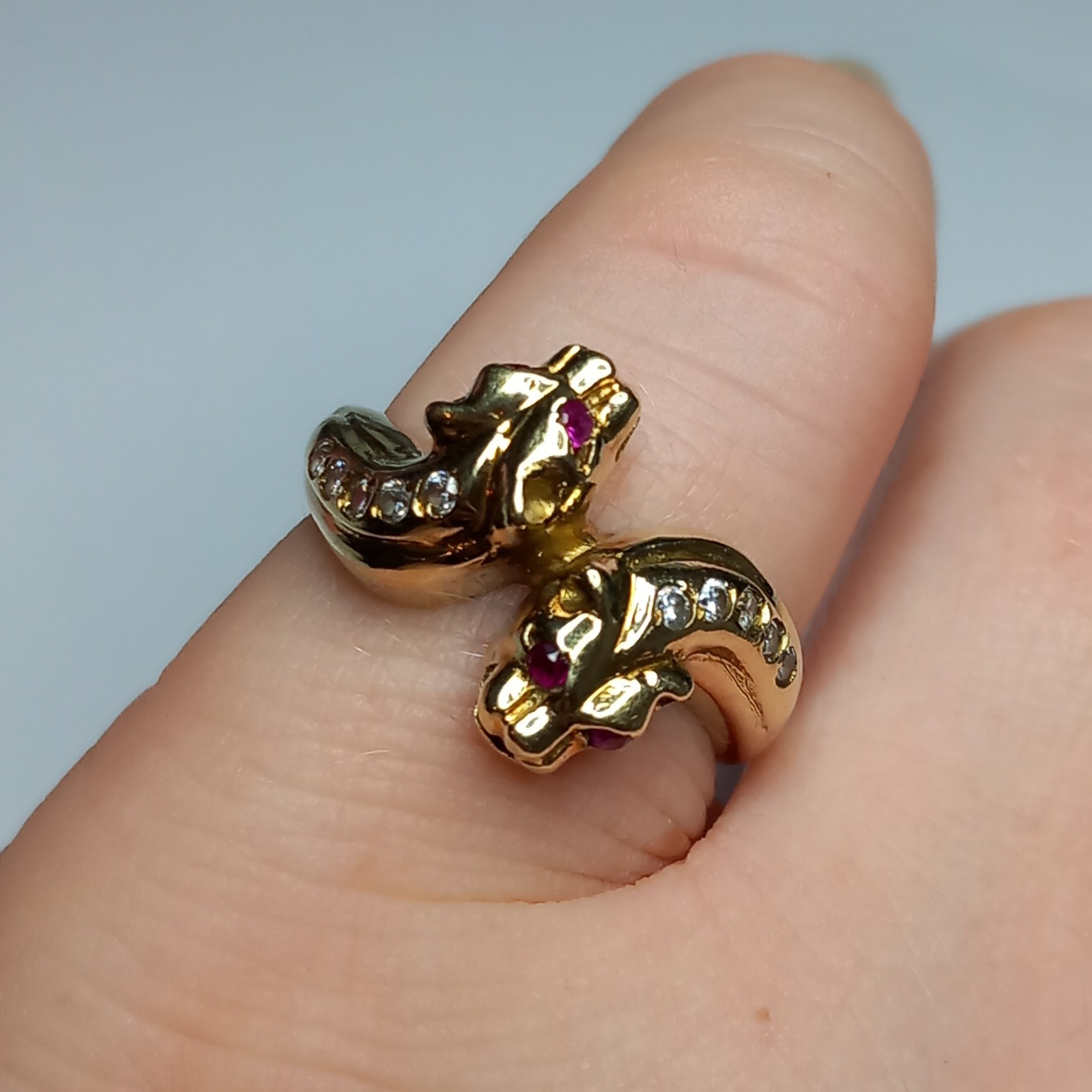 9CT YELLOW GOLD RUBY DOUBLE PANTHER LEOPARD HEAD … - image 23