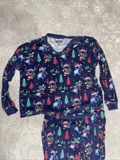 Disney Lilo  Stitch Womens Pajama Set Long Sleeve Size L/G 12-14 Christmas