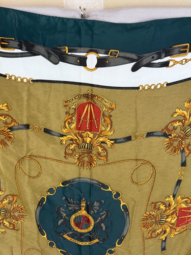 Vtg Hermes Paris Silk Scarf 32" Hand Rolled Edges Equestrian Numquam Concedendum - Picture 3 of 15