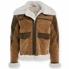 Jordan Craig Men's Vienna Fur Bomber Jackets Brown Aviator Shearling Brown Tan