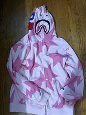 A Bathing Ape BAPE Pink Shark Full Zip Hoodie...