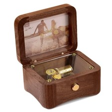 Vintage Square Musical Boxs with Customizable Photos Case for Gifts for