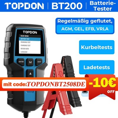 TOPDON BT200 12V Auto Batterietester Batterieprüfgerät Deutsch Batterietestgerät