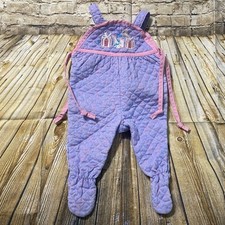 Vintage Health Tex Baby Girl 6 Months Pink Blue Quilted Present Birthday Romper