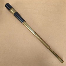 Vintage Brass 3-Draw Leather Covered Telescope with Sunshade. Maritime Style