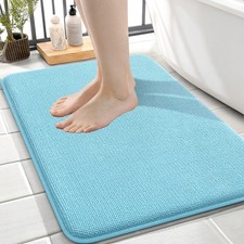 OLANLY Thick Memory Foam Small Bathroom Rugs 24x16, Extra 24" X 16", Sky Blue