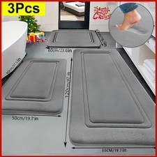 3Pcs Ultra-Soft Bath Mat Set Non-Slip Bath Rugs Bath Floor Mats for Shower Bath