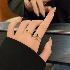 Fashionable Copper Ring Set Featuring Three Pieces and Adjustable Openings