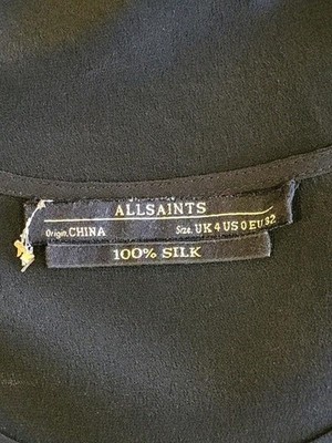 Women AllSaints Dress Black Silk 32