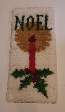 Vintage Christmas Latch Hook NOEL Candle Holiday Finished Wall Hanging