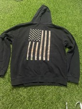 Buck Wear American Flag Black/Camo Pullover Hoodie Size XL