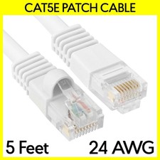 5FT Cat5e Ethernet Patch Cord White Cat 5e Internet Cable RJ45 LAN Router Cord
