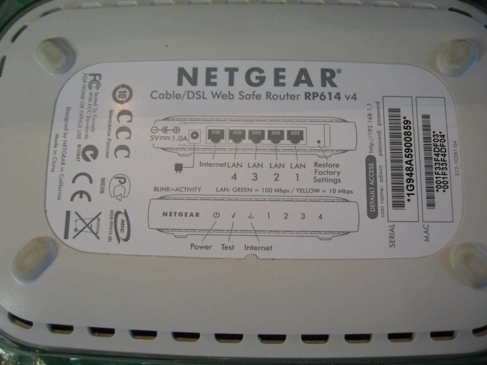 Netgear RP614 v4 4-Port Safe Gateway Cable/DSL Web PC Router w/ 10/100Mbps NEW - Image 2 of 4