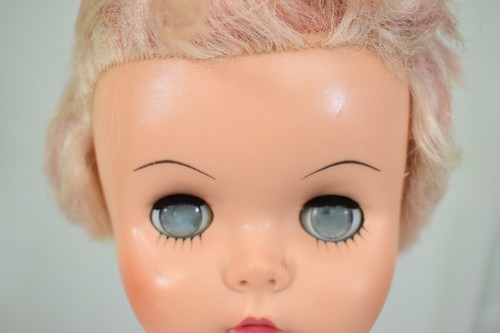 Vintage Unmarked Baby Girl Doll 24" MCM Dress, Sleepy Eye Ratchet Arm - Picture 14 of 19