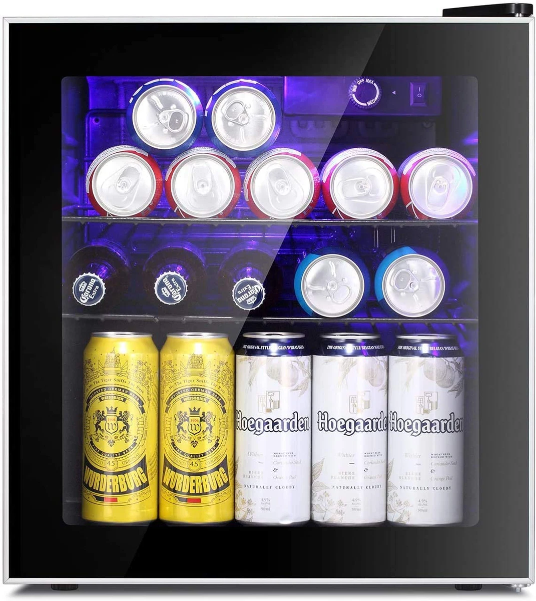 Mini Fridge Cooler - 70 Can Beverage Refrigerator Glass Door for