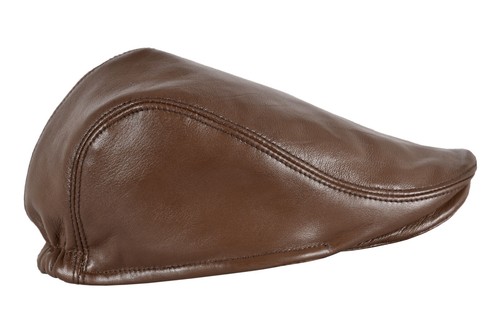 Chestnut FLAT CAP Real 100% Lambskin Leather Newsboy Bunnet Golf Ascot Beret - Picture 2 of 5